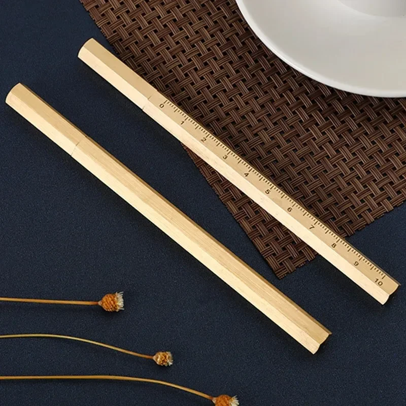 

Hexagonal Brass Signature Pen Precious Bead Pen Six Edged Pure Copper Gold Vintage Metal Neutral Pen Business Gift Pen