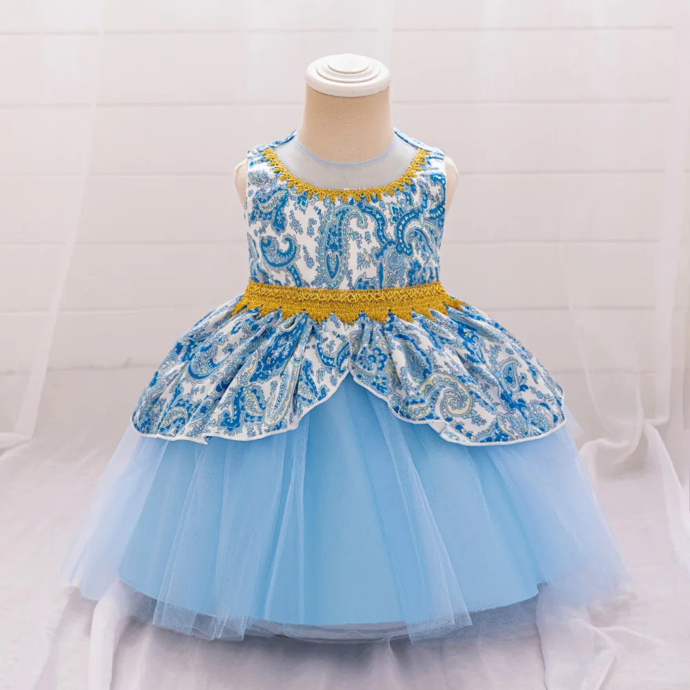 

Toddler Baby Girl Birthday Party Dresses Golden Thread Printing Princess Dress Newborn Infant Baptism Ceremony Costume 0-4Yrs