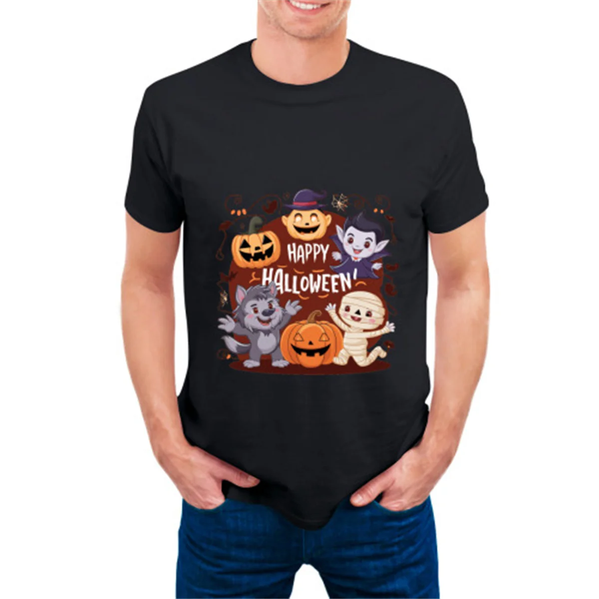 

Halloween Men's T-shirt Halloween characters in dance print pattern street oversized graphic T-shirt soft and lightweight unisex
