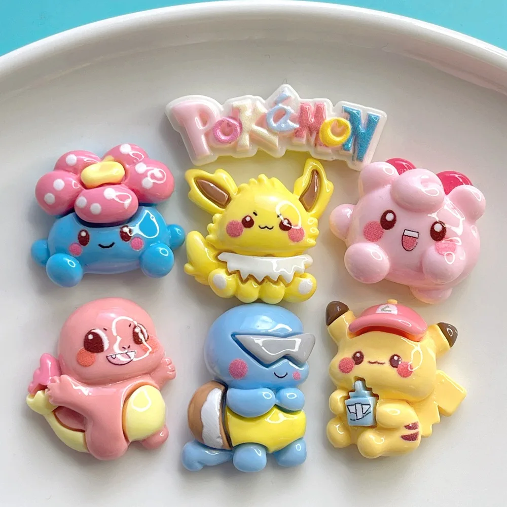 Pokรฉmon Pikachu Dos Desenhos Animados Resina Flatback Suprimentos, DIY Kawaii Acessรณrios, Artesanato Materiais, Scrapbooking Embellishment, 5Pcs