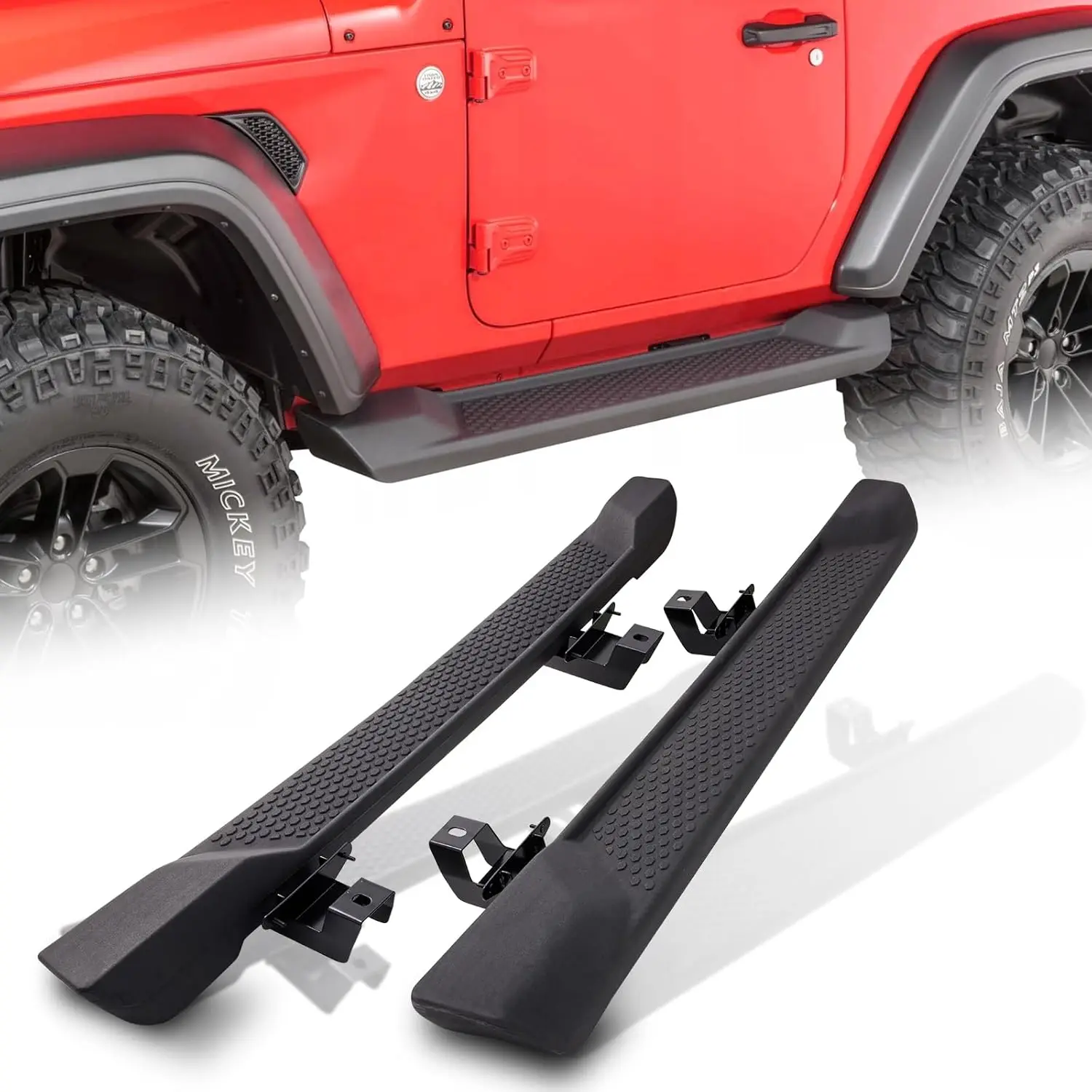 Compatible with 2 - Door Vehicles from 2018 - 2025, Matte Black Coated, 6 - Inch Side Steps