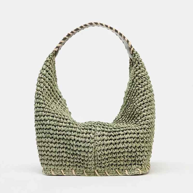 

Fashion Brand Design Straw Woven Bag French High-end Shoulder Bag Niche Personality Casual Bag Solid Color Versatile Commut Bags