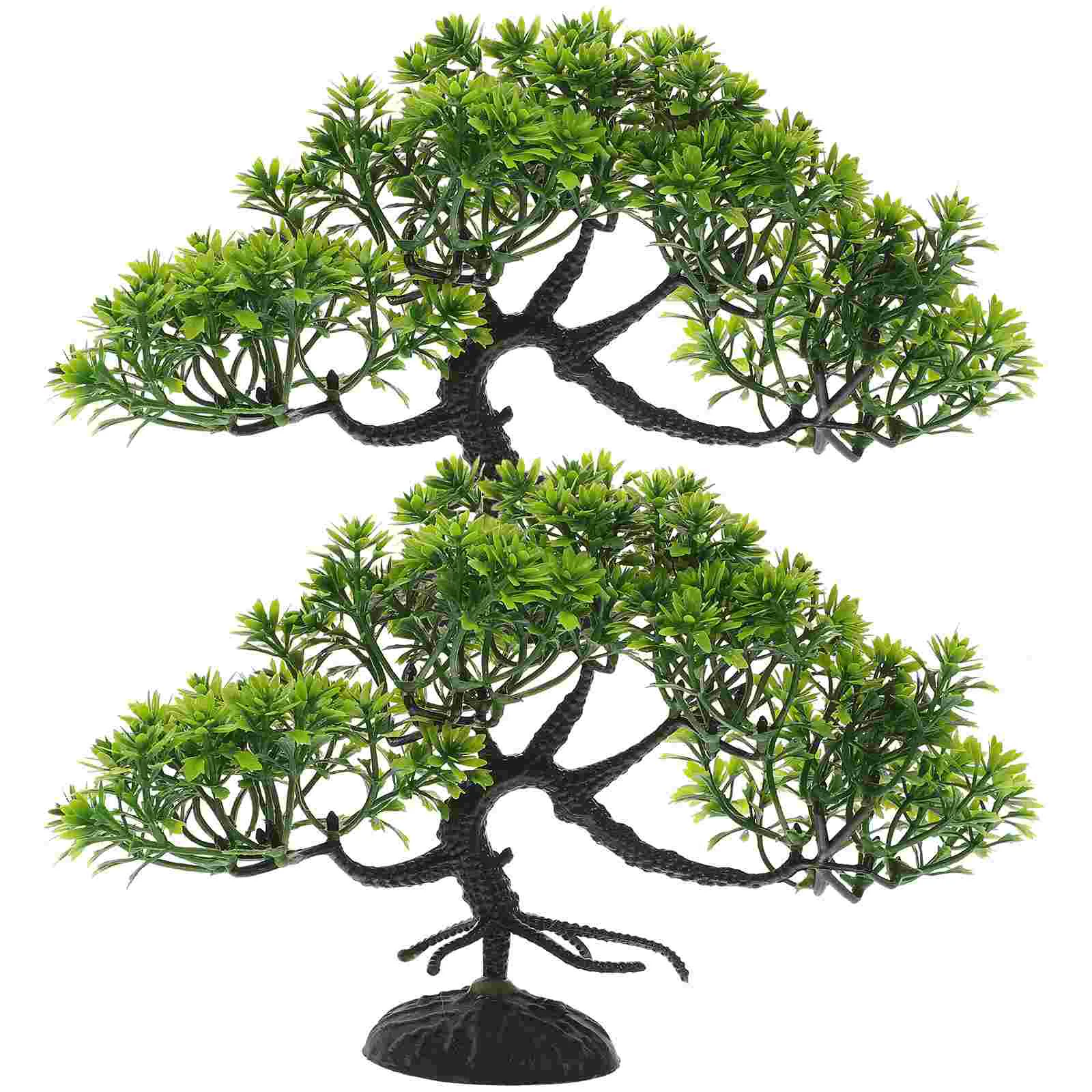 

2 Pcs Container Aquarium Landscaping Fish Tank Bonsai Tree for Plastic Decoration