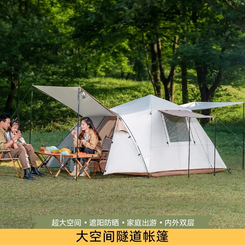 Quick Open One Room Two Hall Automatic Tent Camping Picnic Sunscreen Rainstorm Protection Outdoor Large Space Family Camping