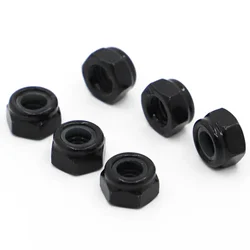 M2 M2.5 M3 M3.5 M4 M5 M6 M8 M10 M12 M16 Zwart Koolstofstaal Nylon Insert Zelfsluitende Zeskantmoeren Borgmoer Slip Lock Moer