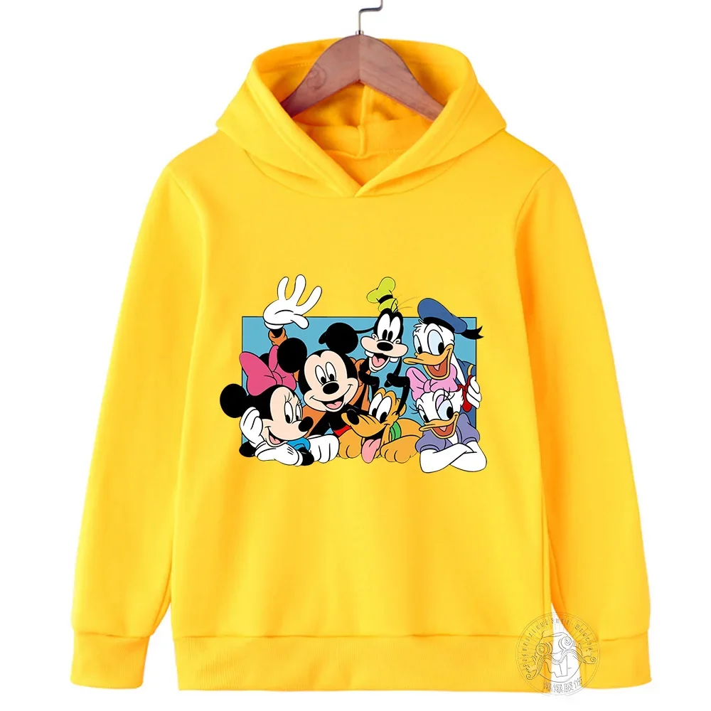 Disney Mickey Harajuku Printed Children\'s Hoodie for 2-14 Years Old Autumn Street Fashion Boys Sweatshirt Outdoor Sports Pullove