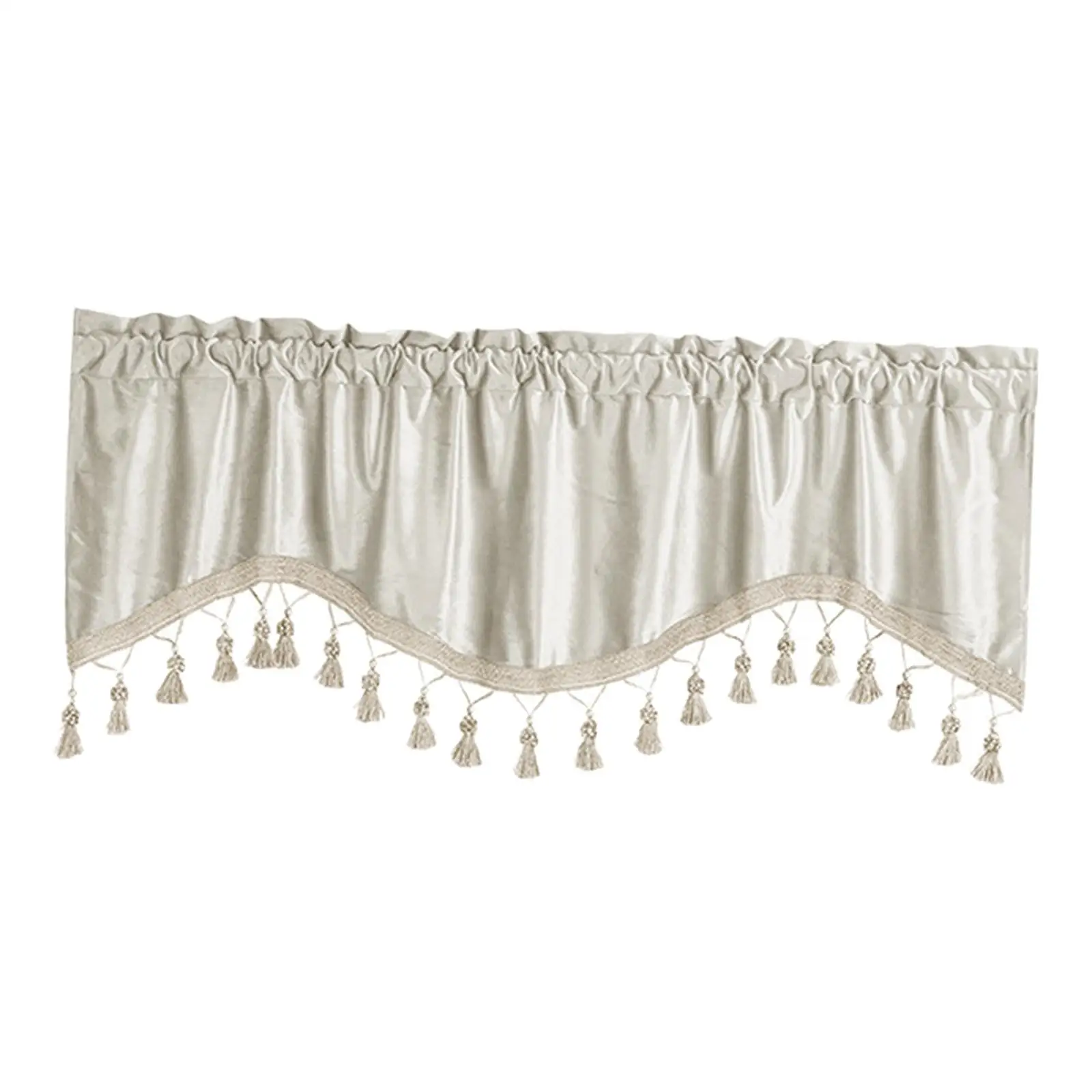 Window Curtain Panel Tassel Trim Flannel Washable Short Curtain for Kitchen Laundry Room Living Room