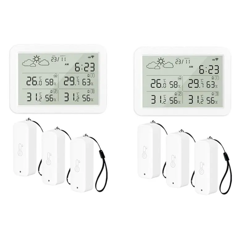 AT29-Tuya Wifi Wireless 2PCS Digital Display Humidity Monitor Thermometer Remote For Indoor And Outdoor