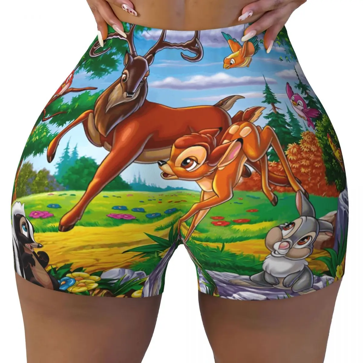 

Пользовательские Бэмби новые мультфильмы волейбольные байкерские шорты для тренировок женские манга спортивные шорты для спортзала и йоги