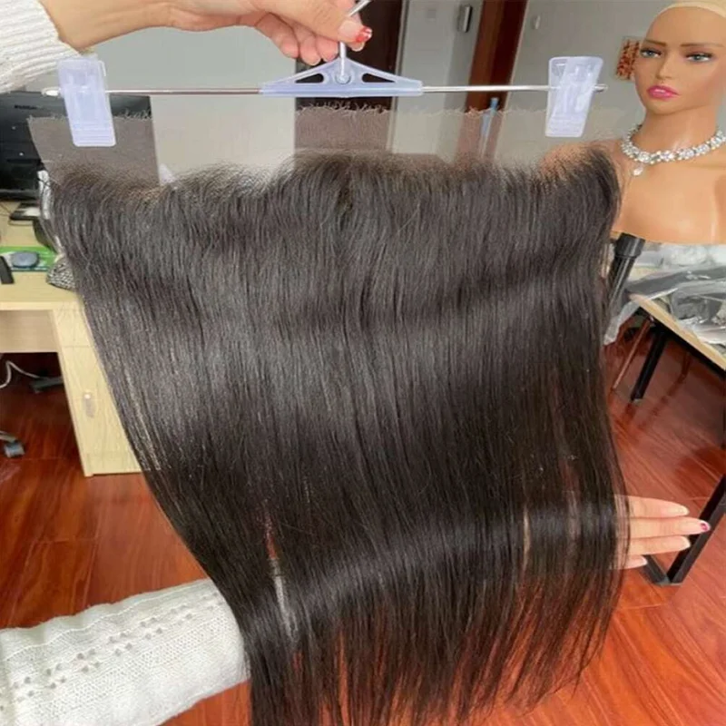 

Straight Hair 13x4 Lace Frontal Brazilian 100% Human Hair For Women Pre Plucked Bleached Knots Brazilian Straight Lace Closure