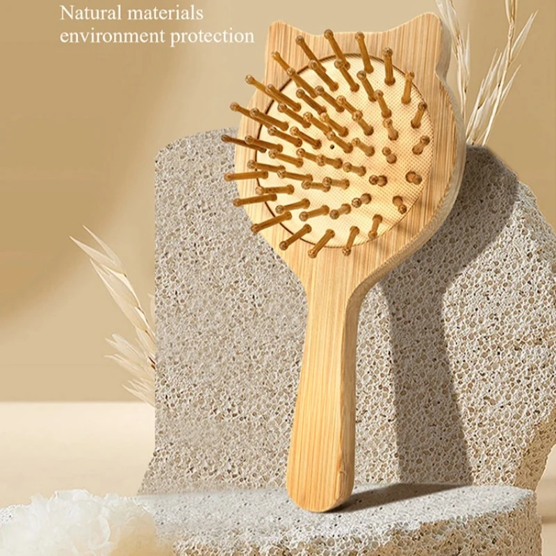 ايكو الخيزران فرشاة شعر طبيعة خشبية مكافحة ساكنة إزالة تشابك فرشاة الشعر فروة الرأس تدليك مشط وسادة هوائية أدوات التصميم للنساء الرجال