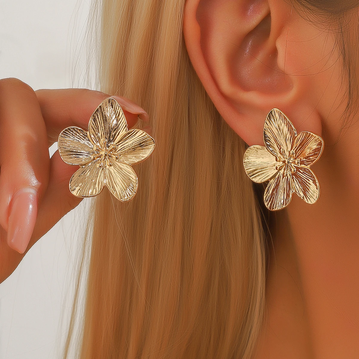 2PC Women's Fashion Trendy Stainless Steel Flower Earrings Outdoor Travel Carnival Party Festival Dressing Gifts