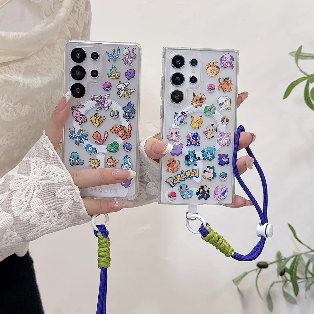 اليابان أنيمي P-Pokemon حافظة لهاتف سامسونج جالاكسي S23 S24 S25 الترا بلس FE A A15 A35 A55 A16 A26 A36 A56 Magsafe غطاء مغناطيسي #1