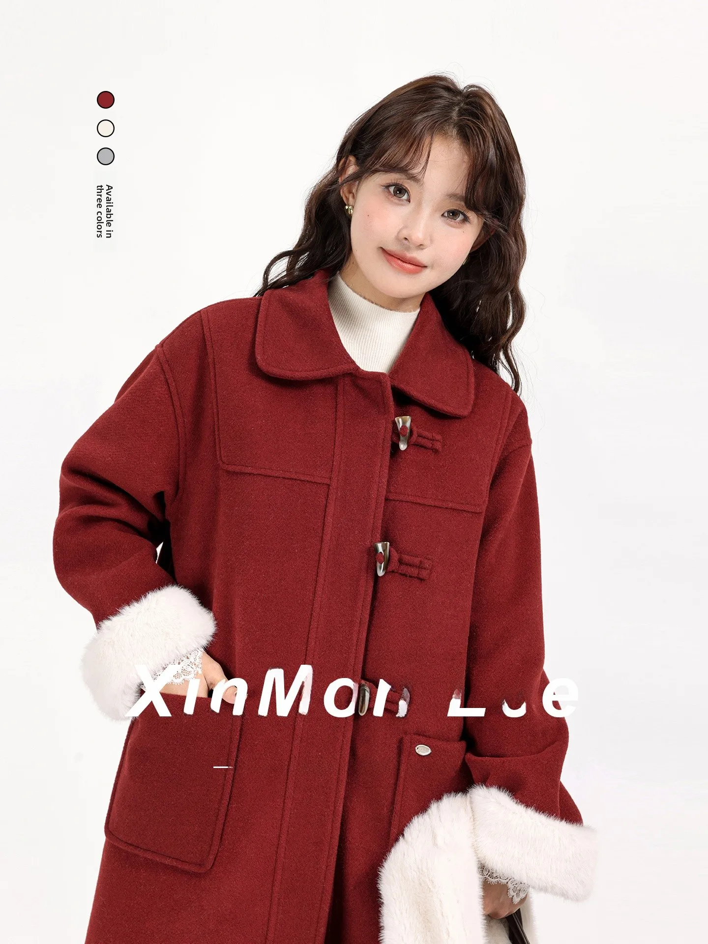 

Длинное корейское шерстяное пальто на подкладке из искусственного меха Cisas, женское модное пальто Ele Aosphere Sensation