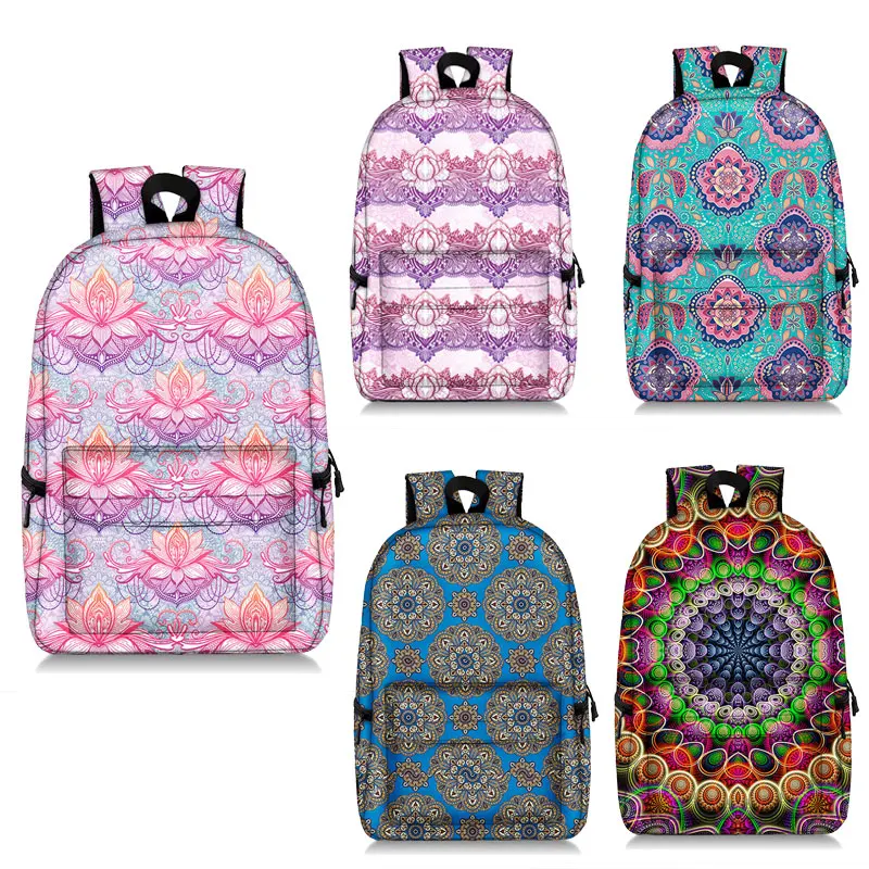 

Mandala Floral Printing Backpack Women Like Lotus Flower Mandala School Bag Girls Travel Shopping Backpack