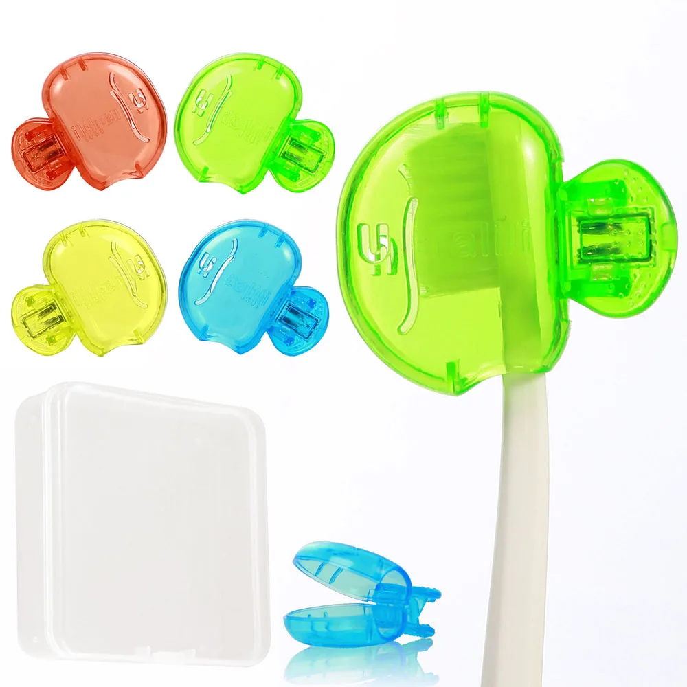 4PCS Brush Cap Case Heads Cover Toothbrush Protective Cover Protective Case Toothbrush Cover Travel With Plastic Clip Portable