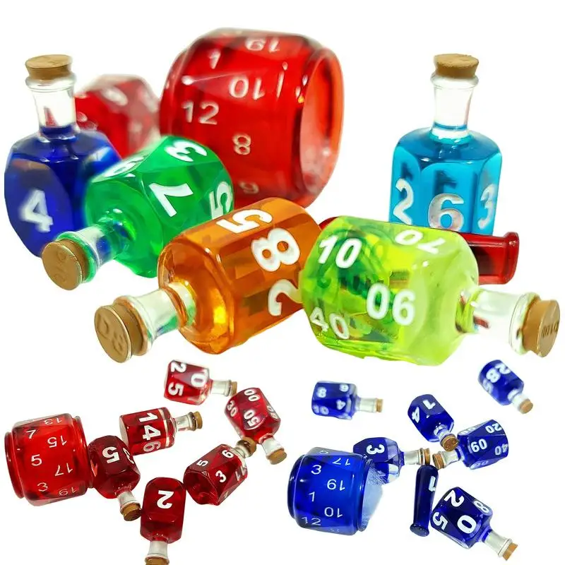 

7pcs Potion Bottles Role Playing Dice Polyhedral Games Dice Set Resin Handcrafted Colorful Dice Set For Tabletop Games Supplies