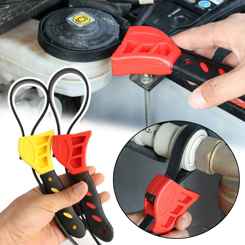 Multifunctional 6inch Belt Wrench Car Oil Filter Puller Strap Spanner Plastic Adjustable Opener Car Hand-held Disassembly Tool