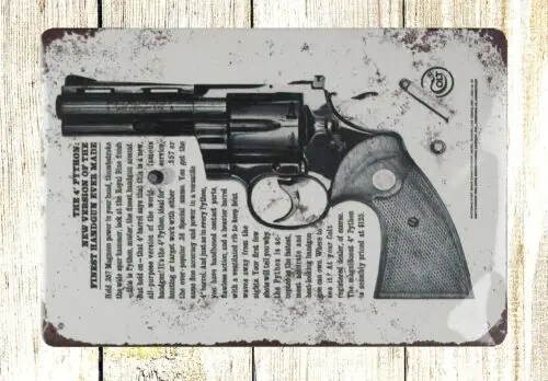 1960 Colt Python .357 Magnums firearm handgun metal sign art posters