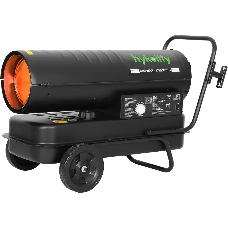 Hykolity 135,000BTU Forced Air Kerosene Heater,Portable Torpedo Space Heater Movable Wheels,Thermostat Control,Overheat Protect