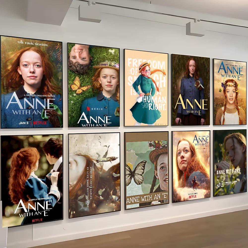Pósteres de Anime Anne With An E, decoración adhesiva, pintura, arte de pared, decoración de pared de papel Kraft blanco