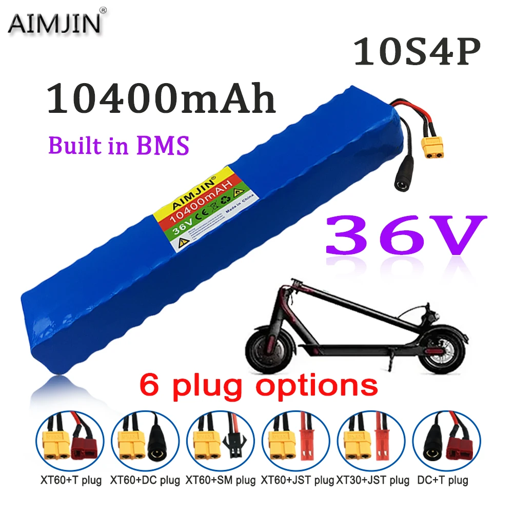 

18650 36V 10400mAh BMS Li-ion Battery Pack 10S4P 500W High Power Modified Bicycle Scooter Electric Vehicle with charger