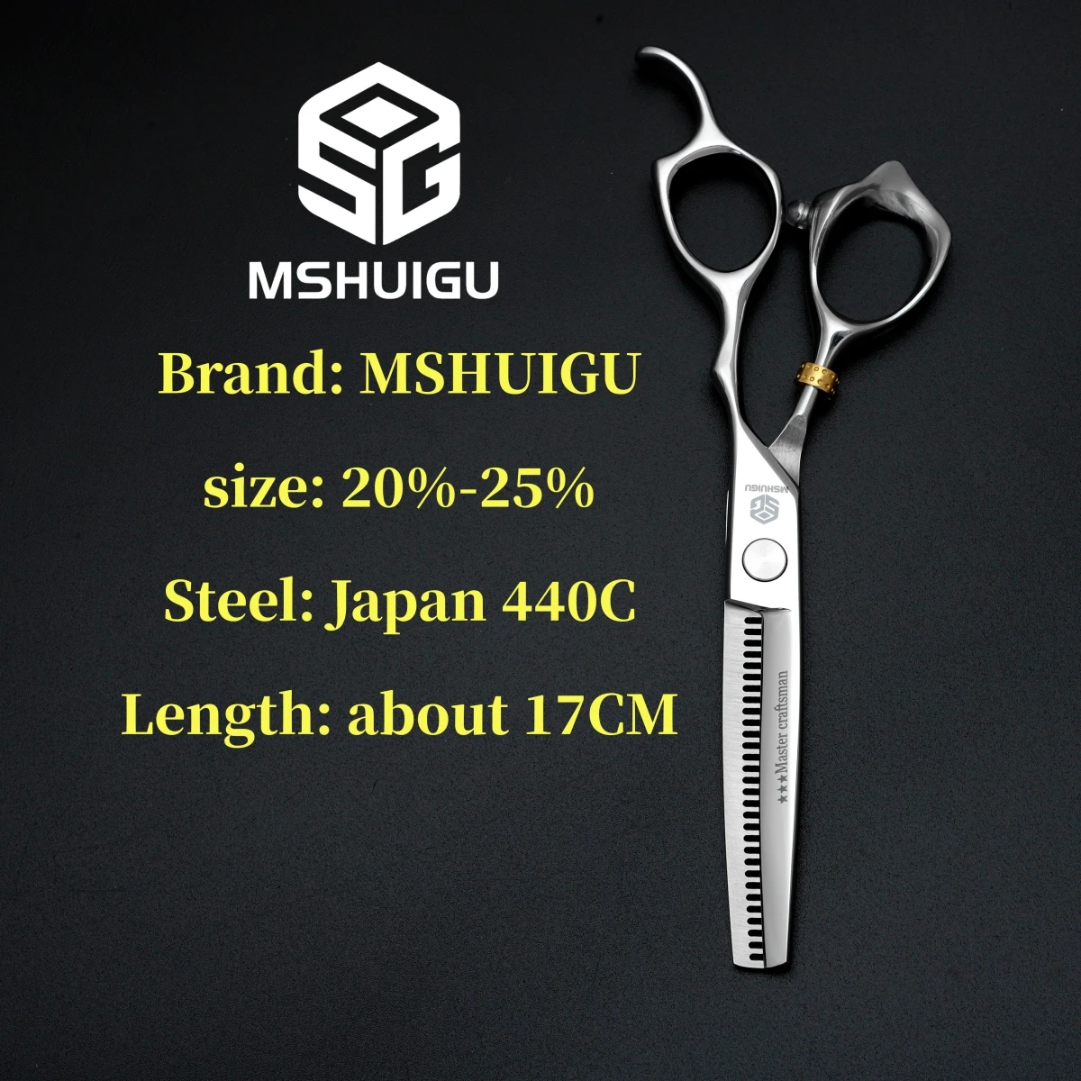 

MSHUIGU 6-inch Professional Barber Scissors 440C Stainless Steel Reverse Blade Thin Hair Cutting Shears for Salon Hairdressing