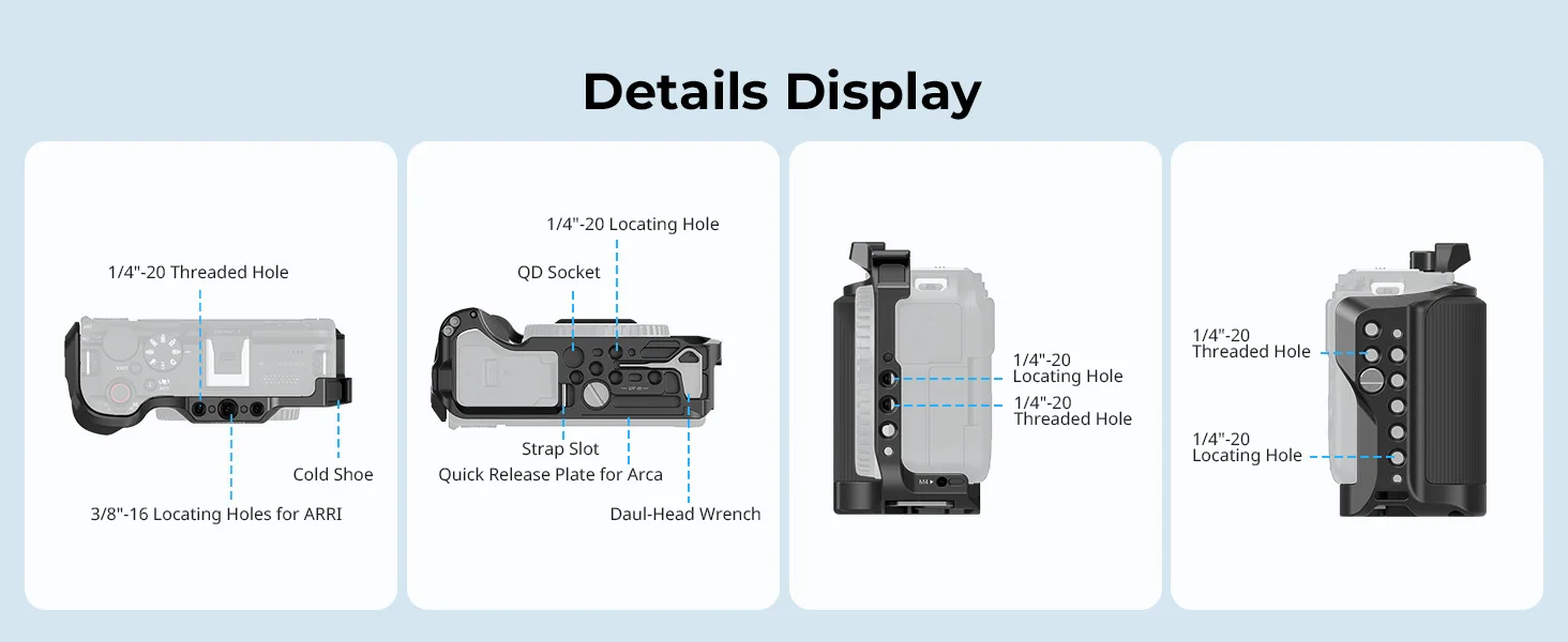 SmallRig Cage für Canon EOS R50 V mit Silikongriff und Arca-Swiss Schnellwechselplatte für Stative für DJI RS Stabilisatoren -5427 – Detail 7