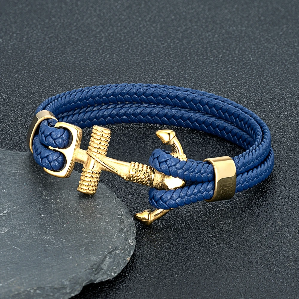 Mkendn Marine Stil Männer Vintage Anker Armband hand gefertigte gewebte mehr schicht ige Leder armbänder Frauen Manschette Wrap Seil Armband Geschenk