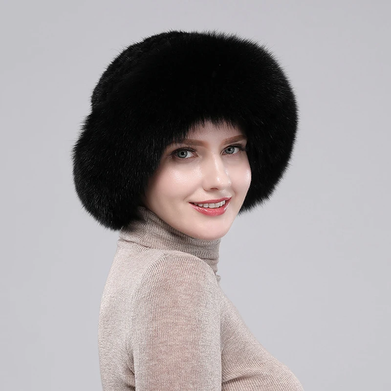 2024 New Girls Quality Soft Genuine Mink Fur Hats Women Winter Luxury Knitted Real Mink Fur Bomber Hat Natural Warm Fox Fur Cap