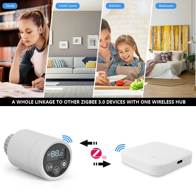 Tuya 스마트 라디에이터 액추에이터, 프로그래밍 가능한 온도 조절 라디에이터 밸브, 온도 컨트롤러, 알렉사 구글 홈 지원, ZigBee3.0