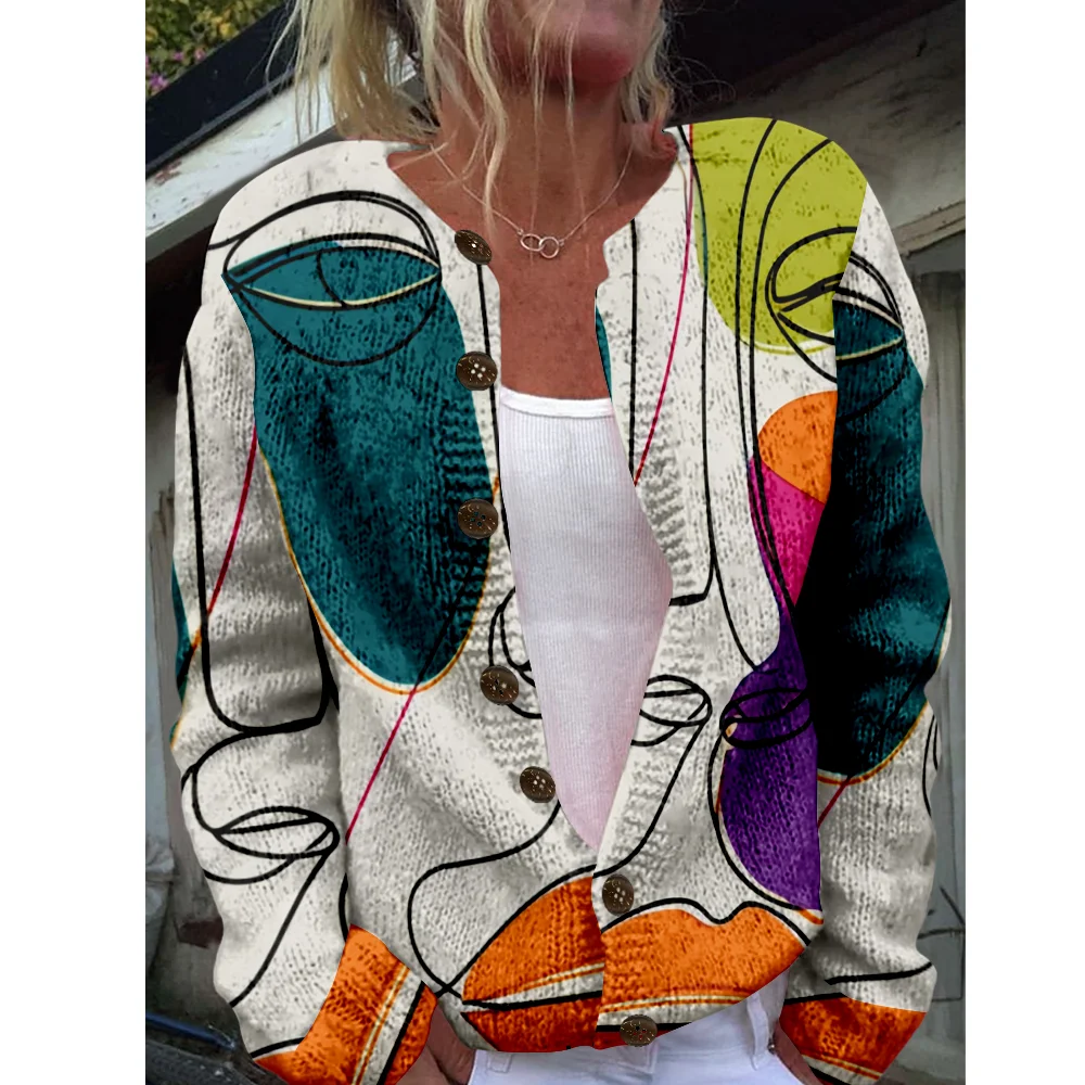 

Осень-зима вязаный художественный кардиган для лица винтажный повседневный свитер японская модная уличная одежда женские свитера вязаный топ джемперы