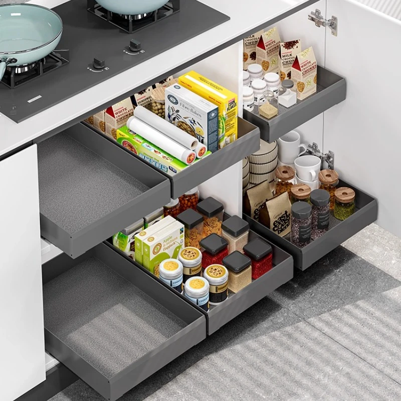 

LH No-Drill Kitchen Cabinet Drawer Storage Rack Household Under-Sink Pull Basket Organizer