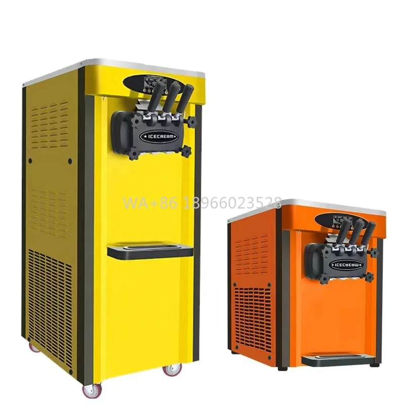 

utomatic Soft Ice CreITO-01 Manm Machine Commercial Three Head Frozen Yogurt Soft Ice Cream Maker 18L Floor Standing A