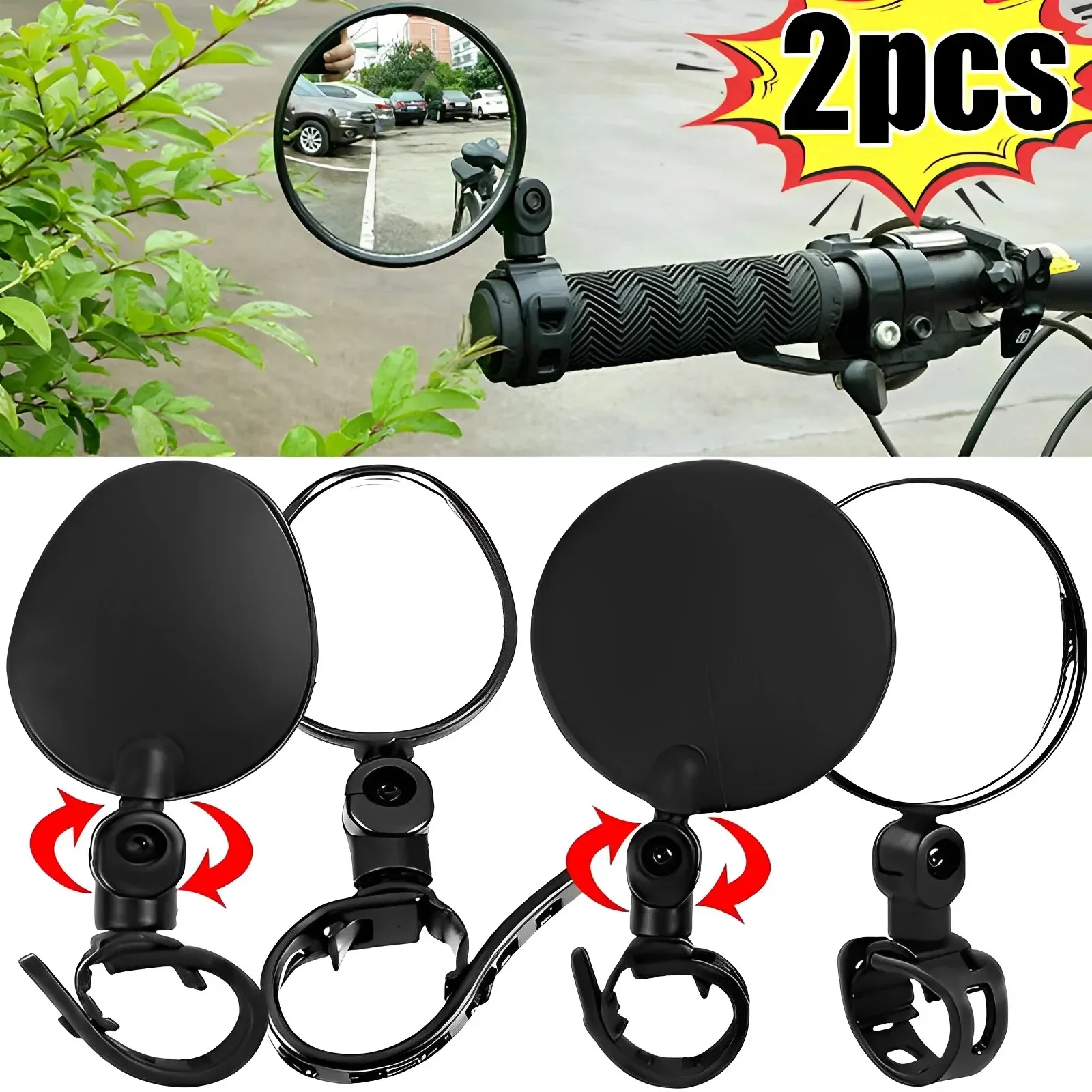 Bicycle Rearview Mirrors Universal Adjustable Rotate Bike Motorcycle Handlebar Mirror for Riding Biking Cycling Rear View Mirror