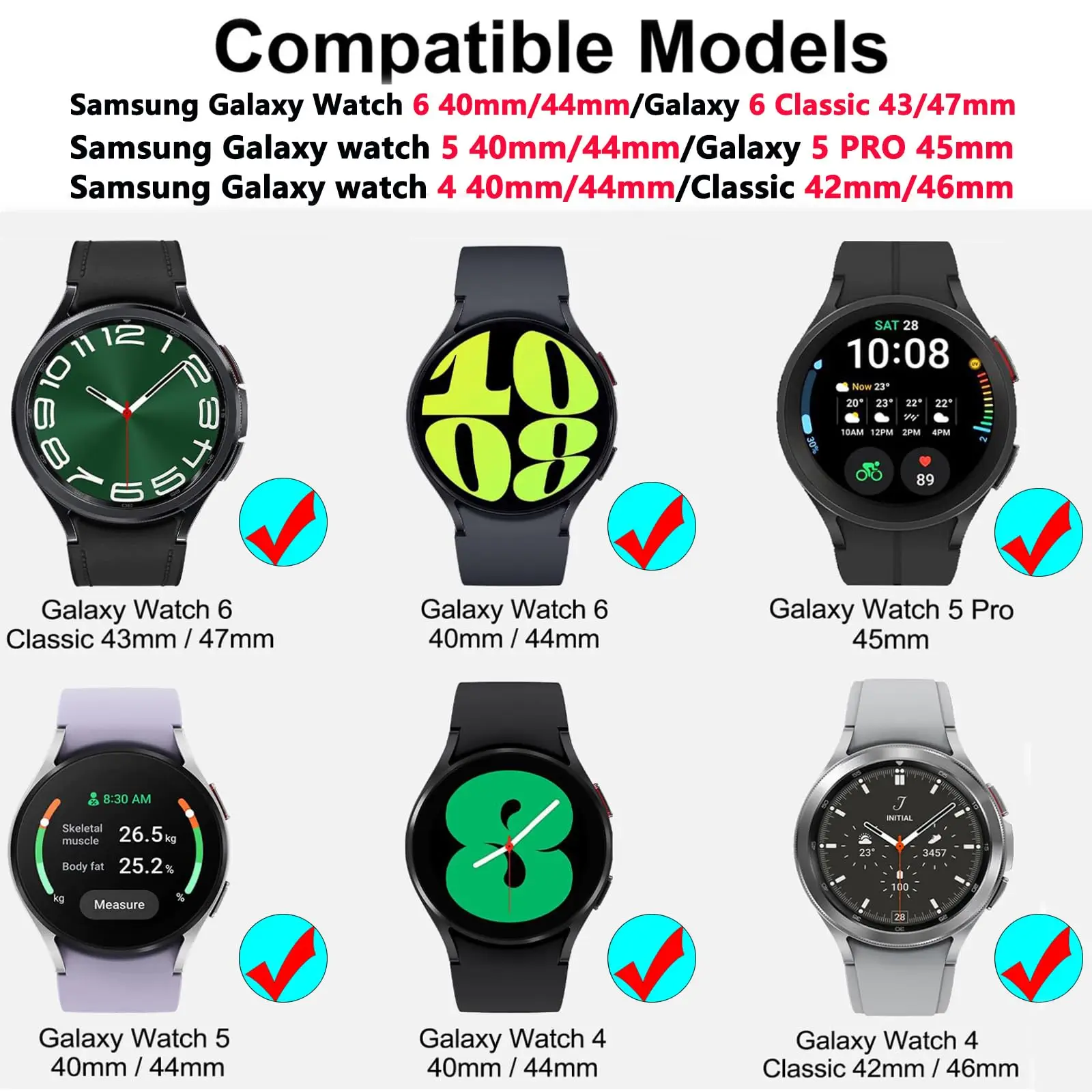 No Gaps strap for Samsung Galaxy watch 6/5/4 44mm 40mm classic 47mm 43mm 20mm watchband bracelet correa Galaxy 5 Pro 45mm Band