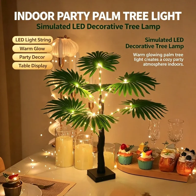 Simulated Tree LED Palm Tree Decorative Luminous Tree Light Suitable for Indoor and Outdoor Holiday Party Decoration Atmosphere