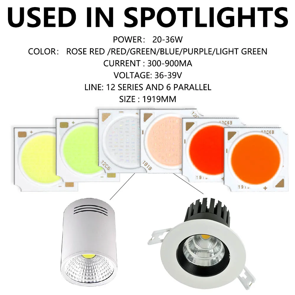 Imagem -02 - Led Chip Matrix Beads para Showcase Acessórios de Faça Você Mesmo Spotlight e Floodlight Bridgacrilato 6color Light 2036w dc 36 v 39v 300ma 10 Lot