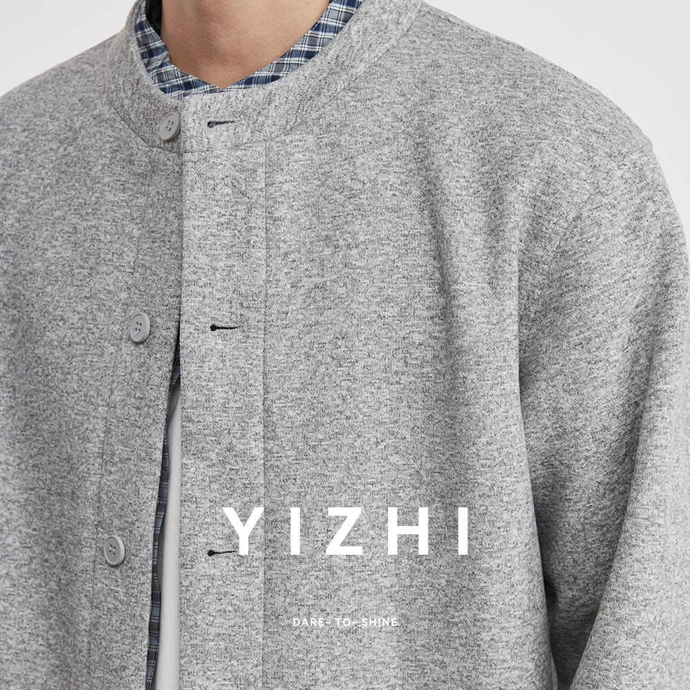 

Модная мужская вязаная куртка-кардиган с контрастными вставками и воротником-стойкой, имитация двухслойности, весна 2026, новинка, корейский повседневный свободный крой, для пар