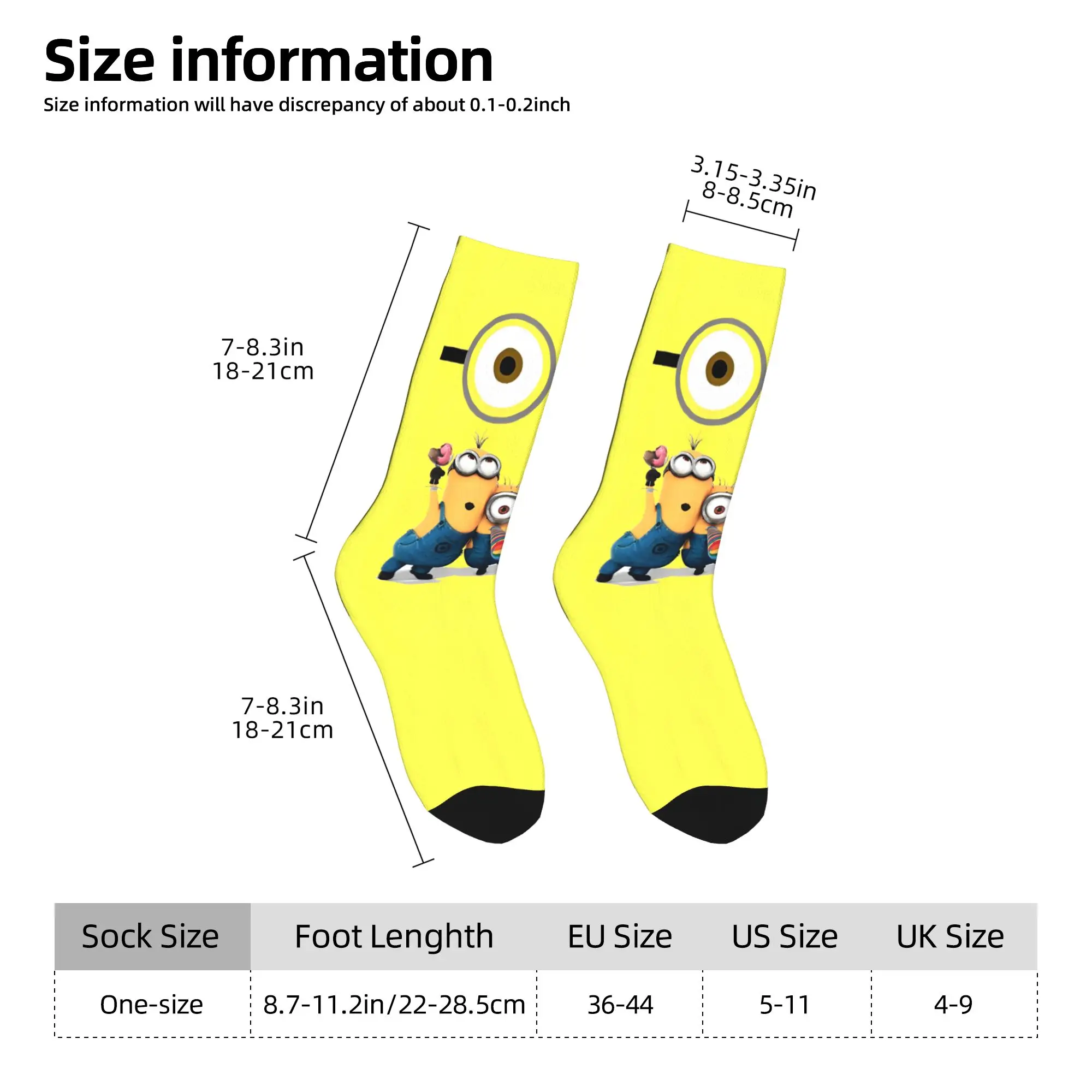 جوارب كرة القدم M-Minions بتصميم مجنون، جوارب طويلة من البوليستر الكرتوني الكوميدي للنساء والرجال ماصة للعرق،