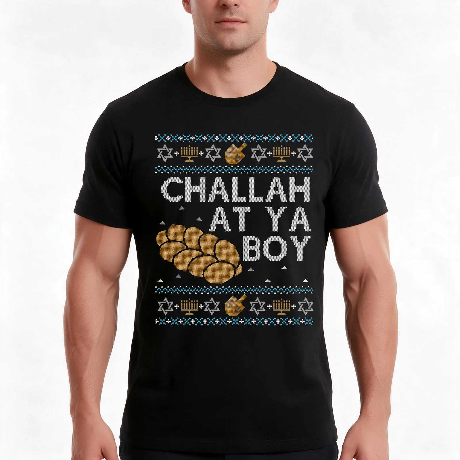 Funny Ugly Hanukkah Sweater, Challah at Ya Boy T-Shirt, Summer Casual Cotton Tee, Oversized Streetwear Tops, Unisex Men Women