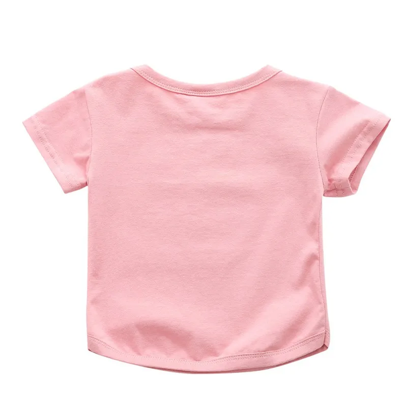 Summer Baby T-shirts Solid Color Toddler Sports Shirt Cotton Infant Short Sleeve Tops Soft Childrens Tee Costume for Girls 9M-4Y