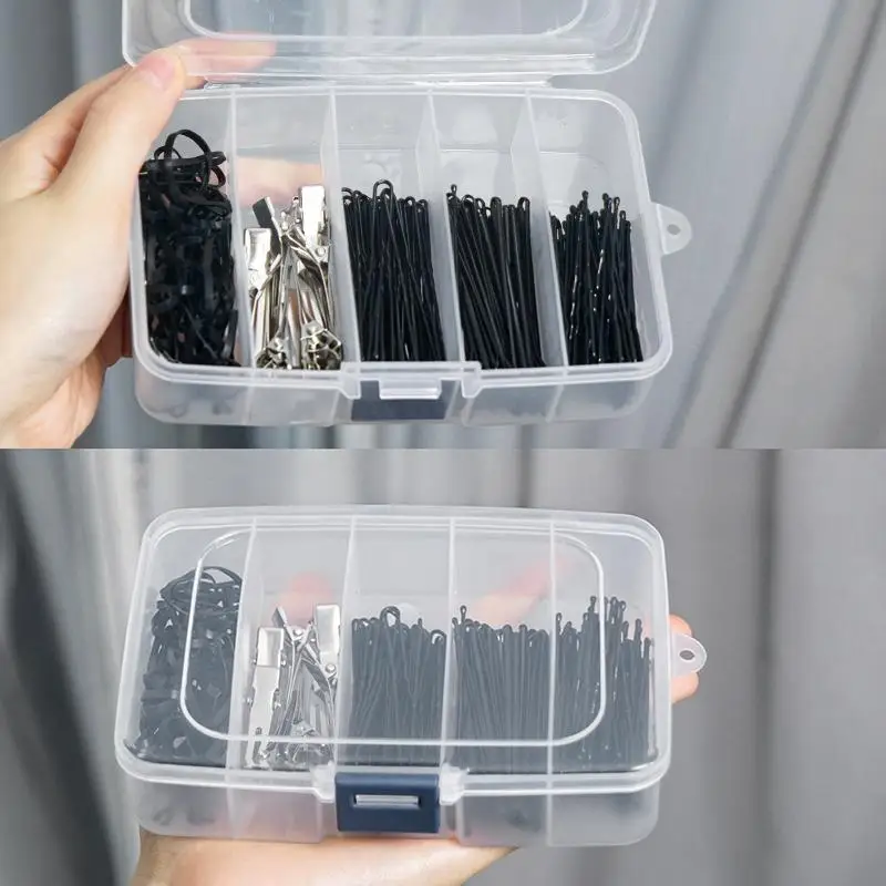 Boîte de rangement transparente en plastique pour pinces à cheveux, anti-poussière, portable, pour bijoux et accessoires, sans désordre, organisateur facile à retrouver