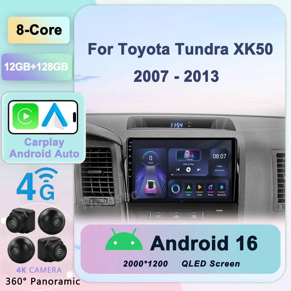 

Android 16 For Toyota Tundra XK50 2007 - 2013 Sequoia XK60 2008 - 2017 Car Radio Multimedia Video Player Navigation Stereo GPS