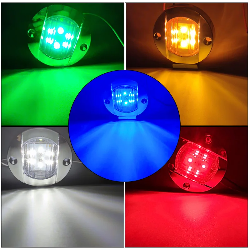 4PCS Boat Marine Lights Navigation Light Waterproof Marker Lamp For Truck RV Yacht Transom Anchor Stern DC 12V 6LED Stern Light