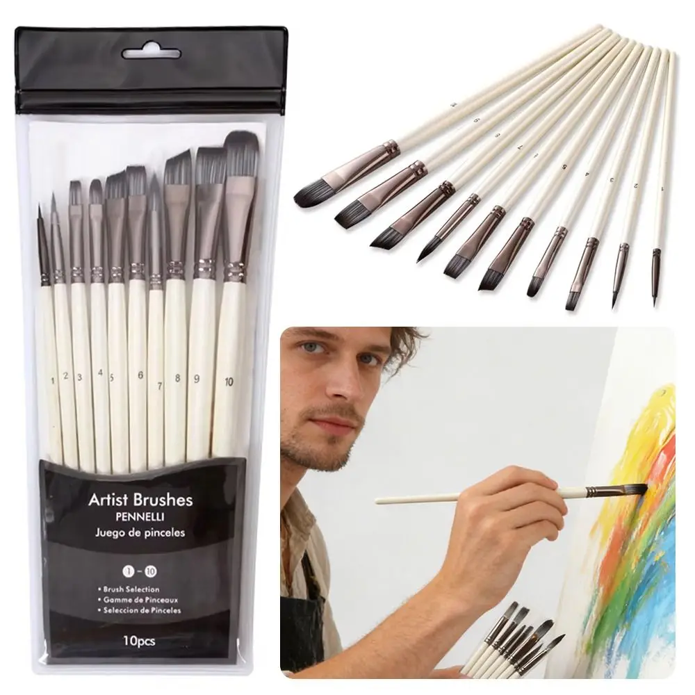

10Pcs/Set Nylon Paint Brushes Watercolor Miniature Art Detail Artist Paintbrushes Professional Drawing Kit