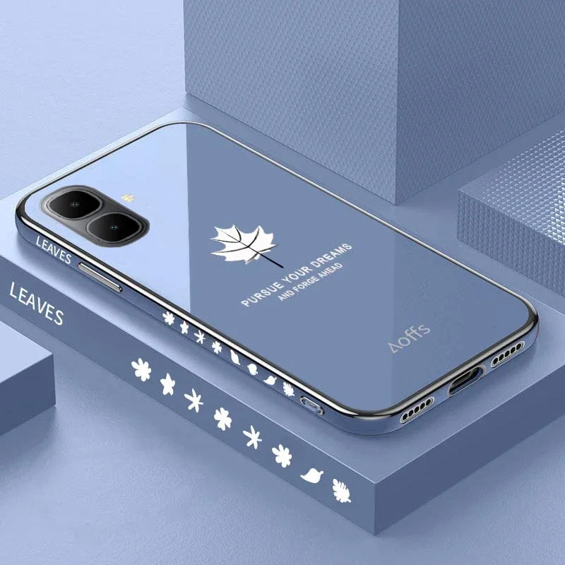 

Electroplated Maple Leaf Case For Tecno Pop 10 Spark Go 2 Silicone Cover for Tecno Spark Go 2 Pop 10