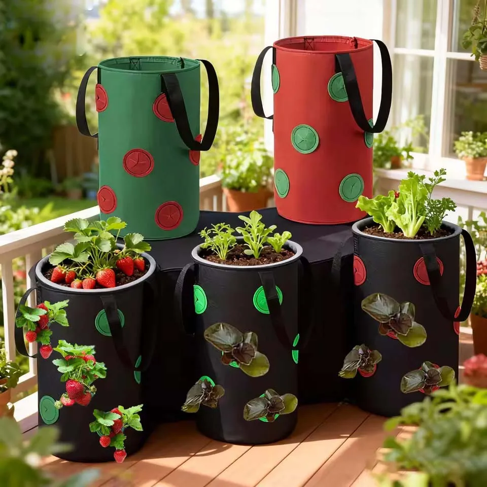 Multi-Function 13 Holes Felt Hanging Tomato Grow Bag Planter Strawberry Vegetable Flower Plant Grow Bags Garden Plant Pot