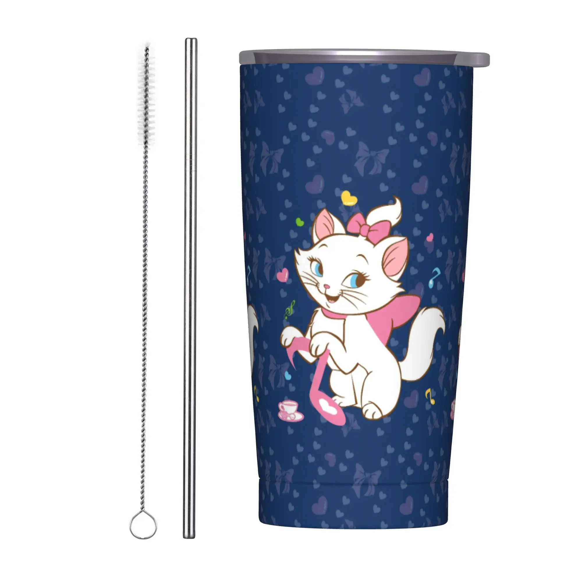 

Marie Cat meme Stainless Steel Tumbler Travelist Car Mugs 20oz Thermal Cups Insulated Cold and Hot Milk Tea Water Bottle