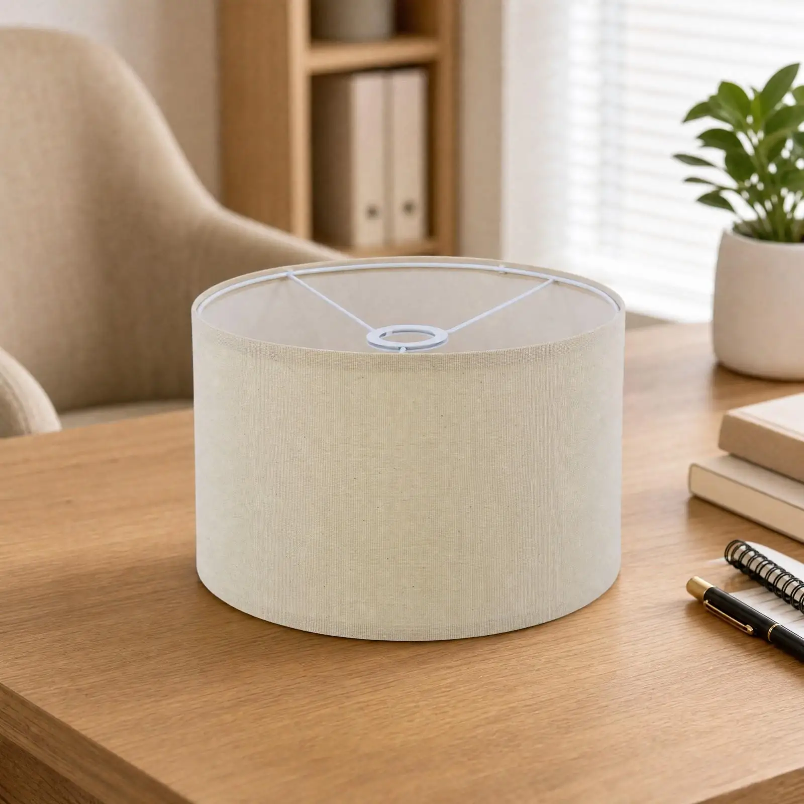 Fabric Lampshade Cylinder Shade Cover for E27 Bulb Table Lamp Replacement Linen Light Diffuser for Living Room Decor